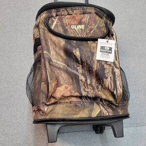 Mossy Oak ULINE Camo Rolling Insulated Cooler Wheeles Carry Extended Handle EUC